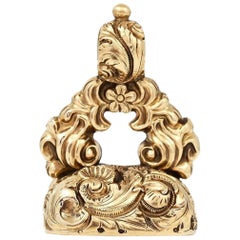Early Victorian 18ct Gold Carnelian Ornate Fob Seal, Circa 1850