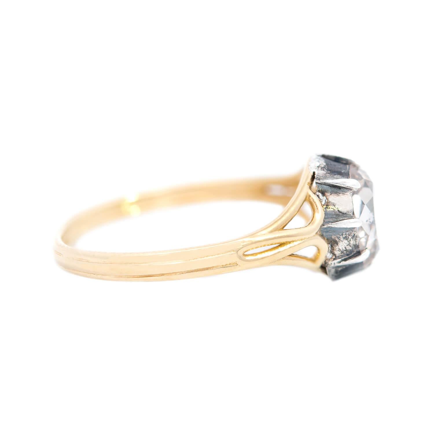 Oval Cut Early Victorian 18k/Sterling Silver Oval Mine Cut Diamond Engagement Ring 0.95ct