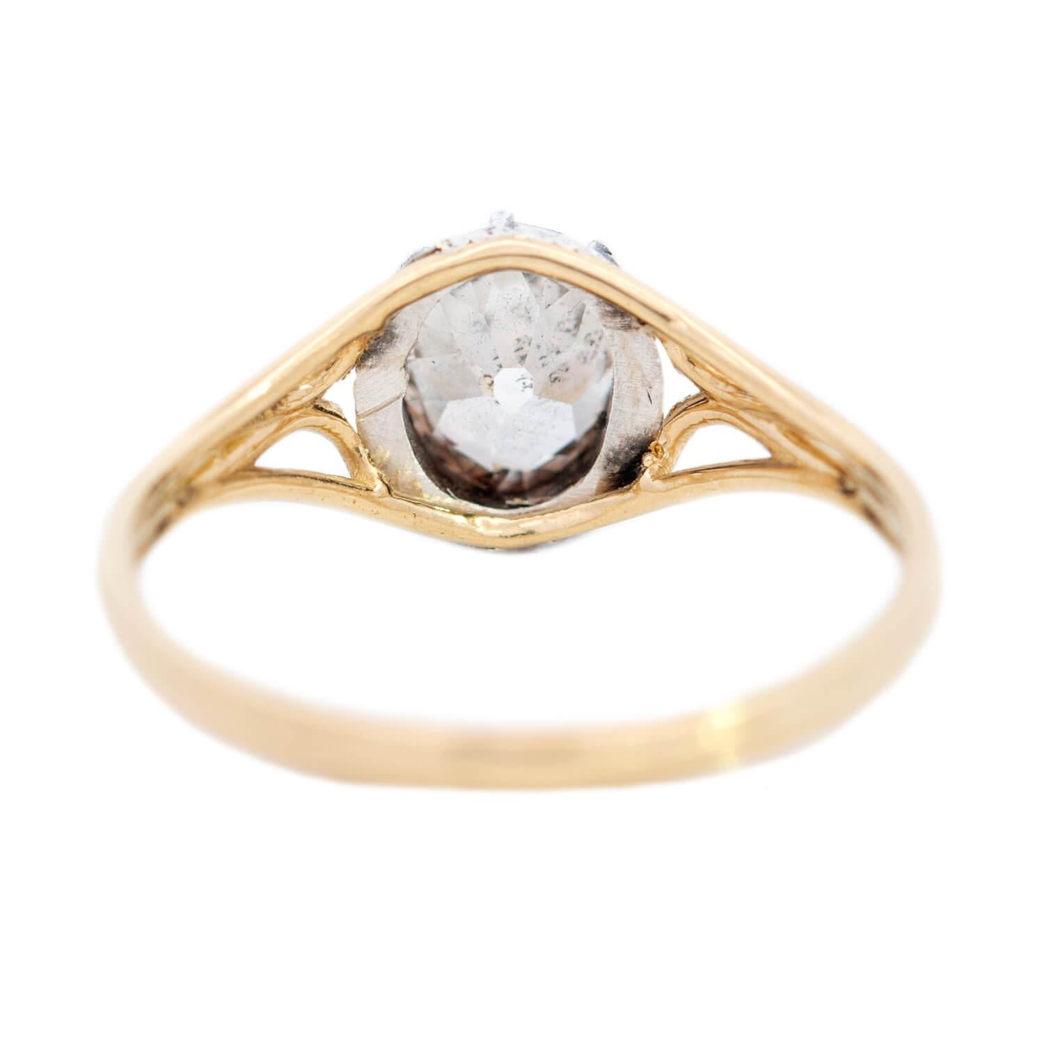 Women's Early Victorian 18k/Sterling Silver Oval Mine Cut Diamond Engagement Ring 0.95ct