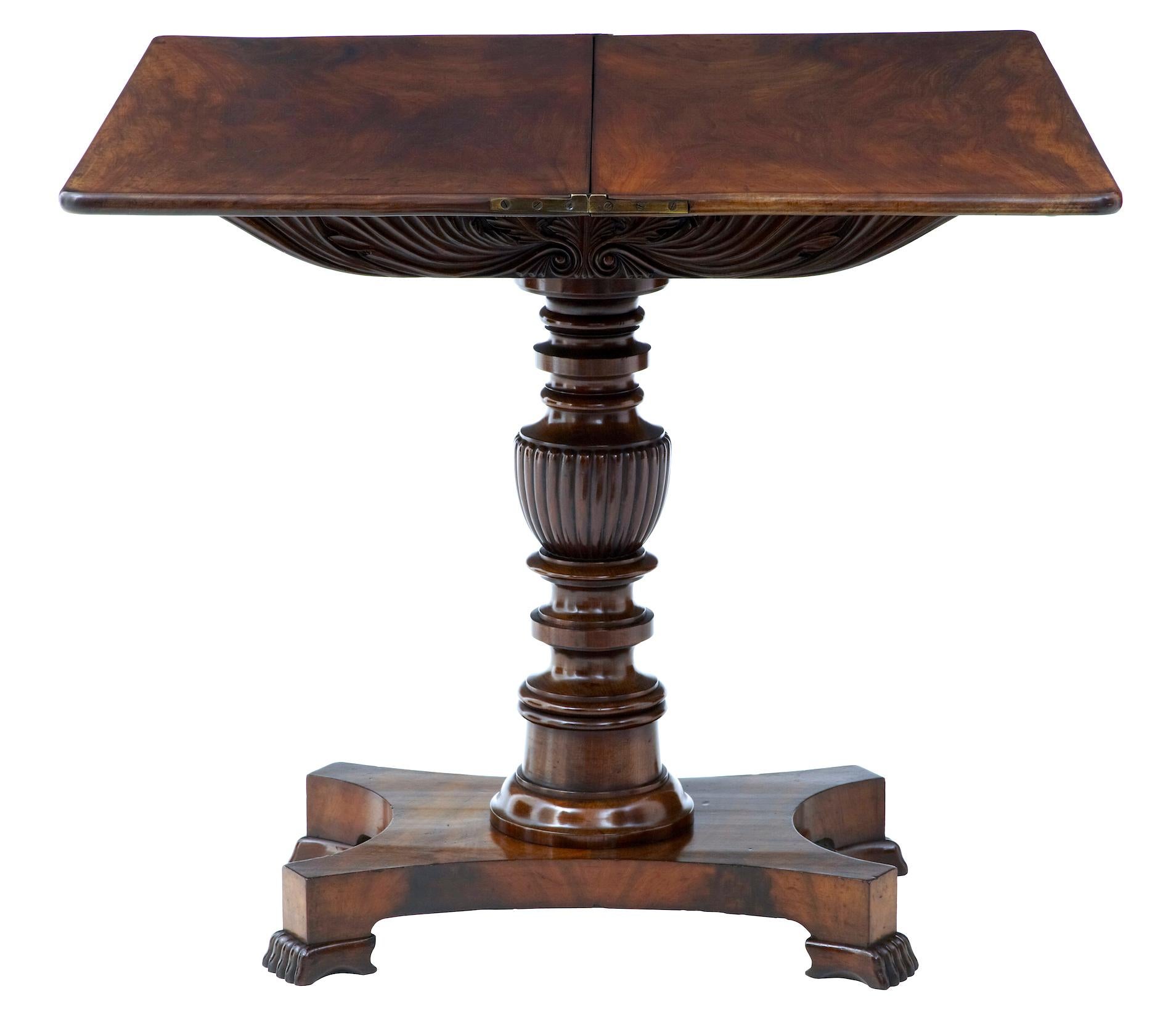 Hand-Carved Early Victorian 19th Century Mahogany Tea Table