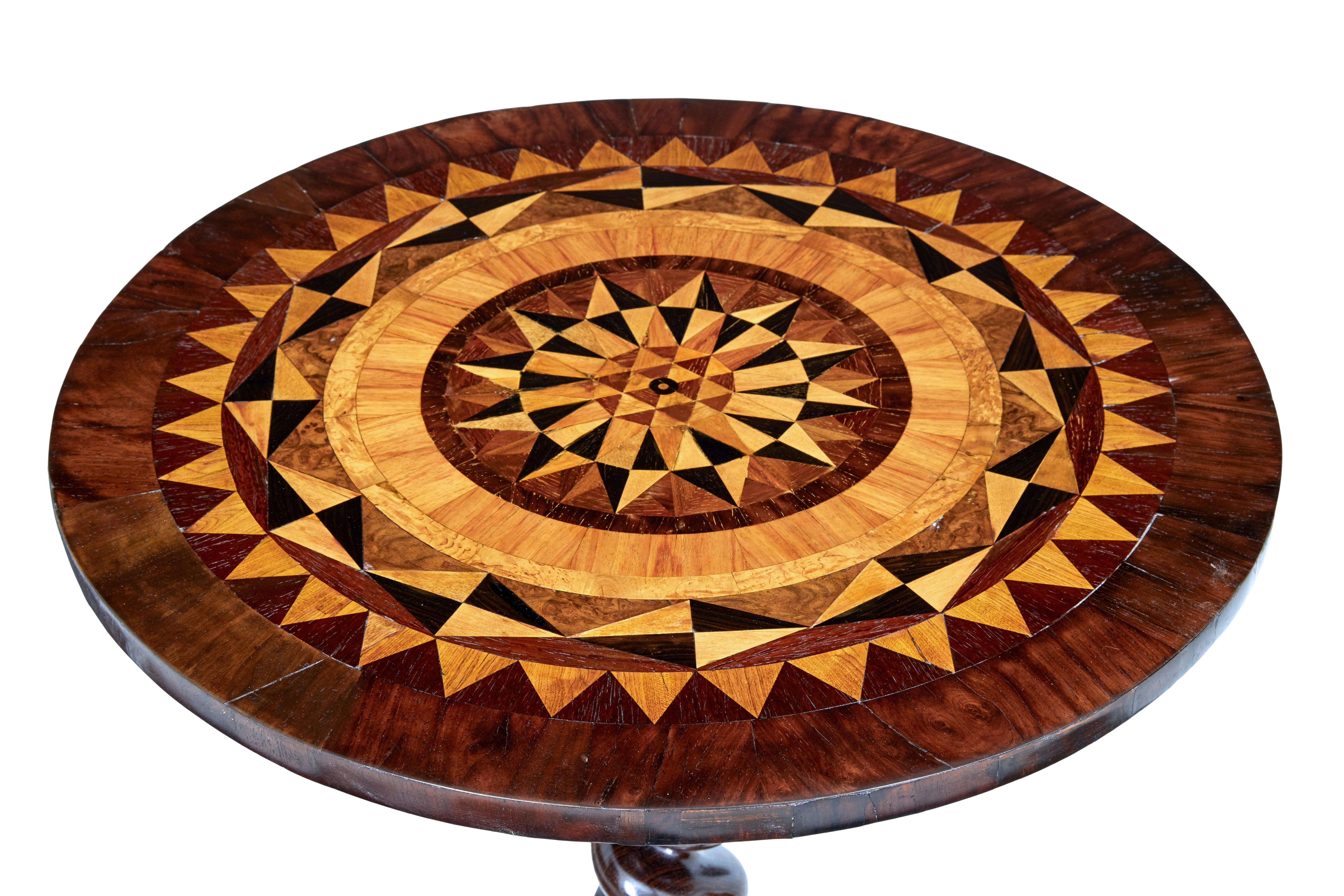 Early Victorian 19th Century Walnut Inlaid Tilt Top Occasional Table In Good Condition In Debenham, Suffolk