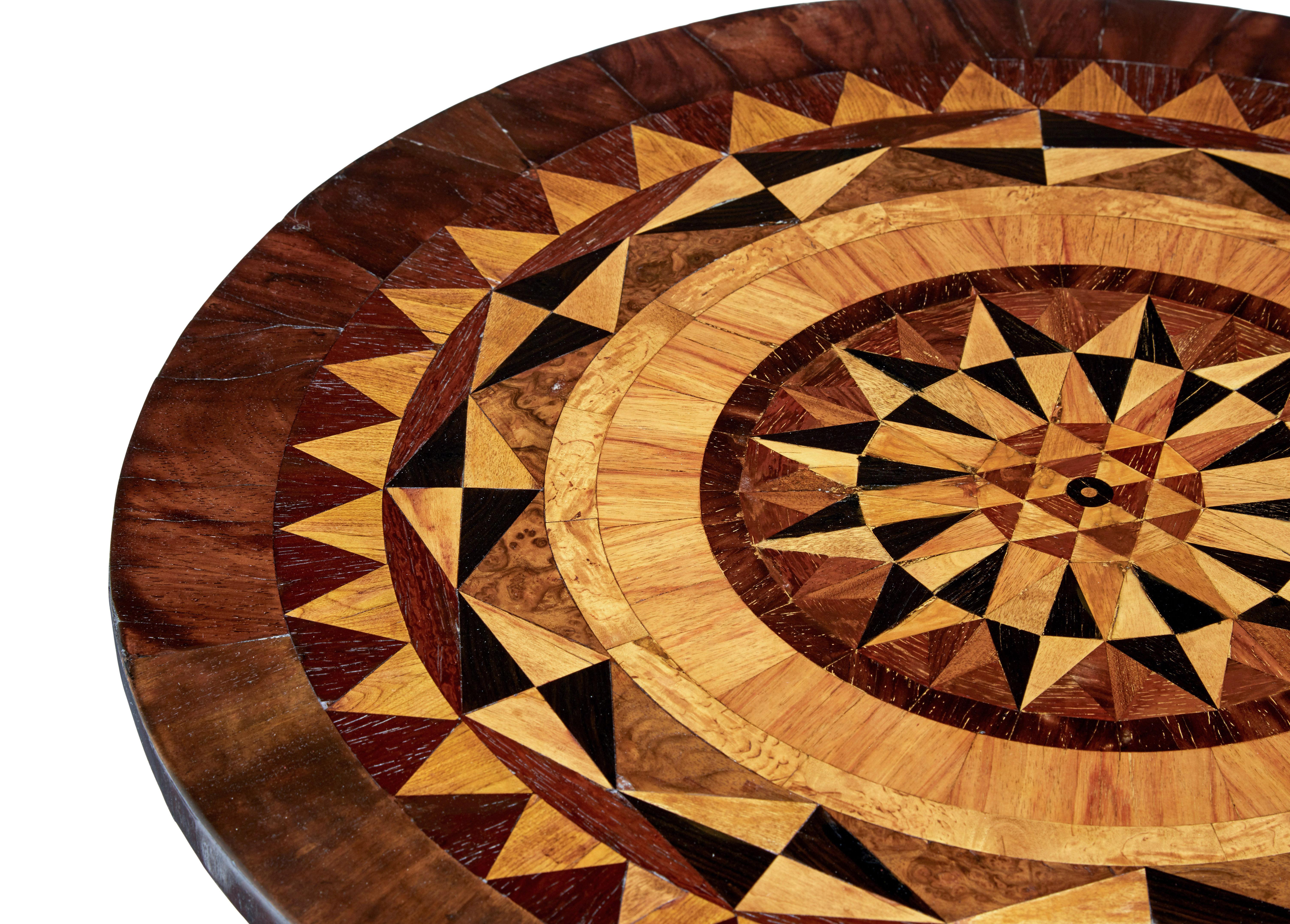 19th Century Early Victorian 19th century walnut inlaid tilt top occasional table For Sale