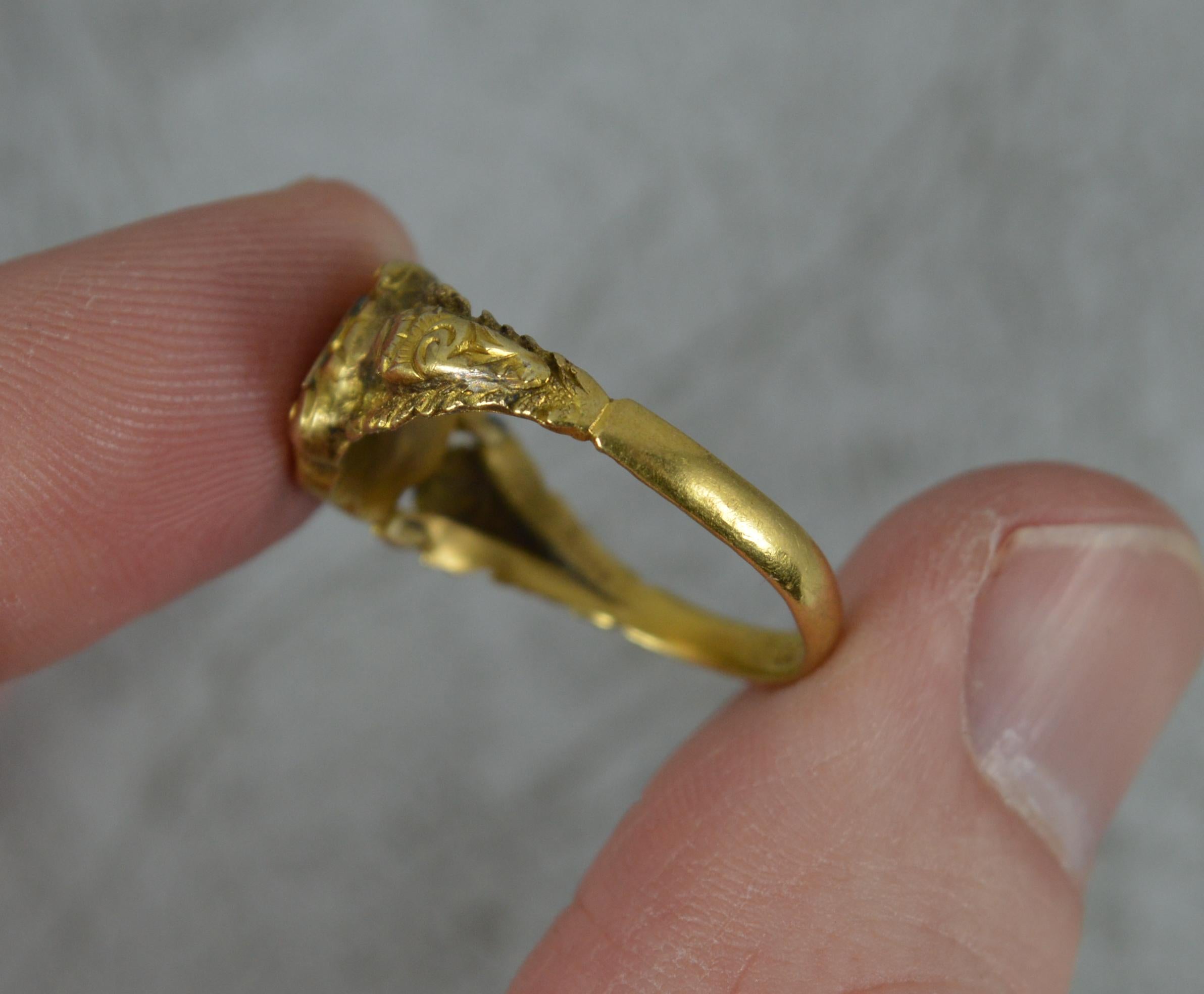Women's Early Victorian 22 Carat Gold Locket Panel Mourning Signet Ring