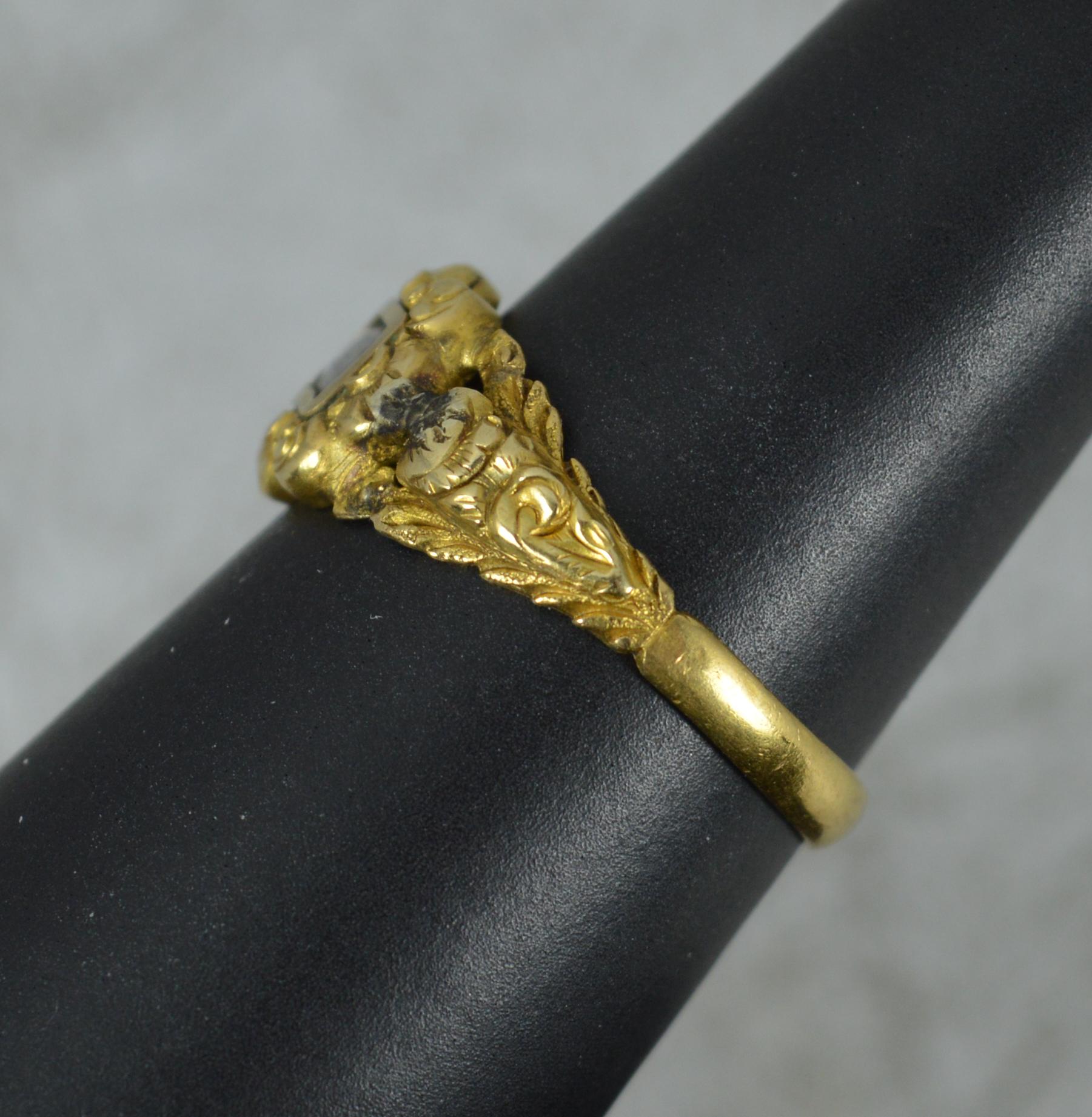 Early Victorian 22 Carat Gold Locket Panel Mourning Signet Ring 4