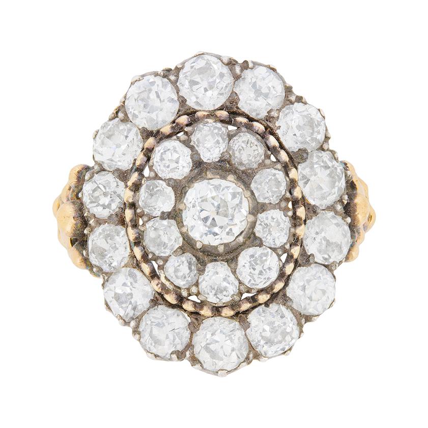 Early Victorian 3.00 Carat Diamond Cluster Ring, circa 1840-1845