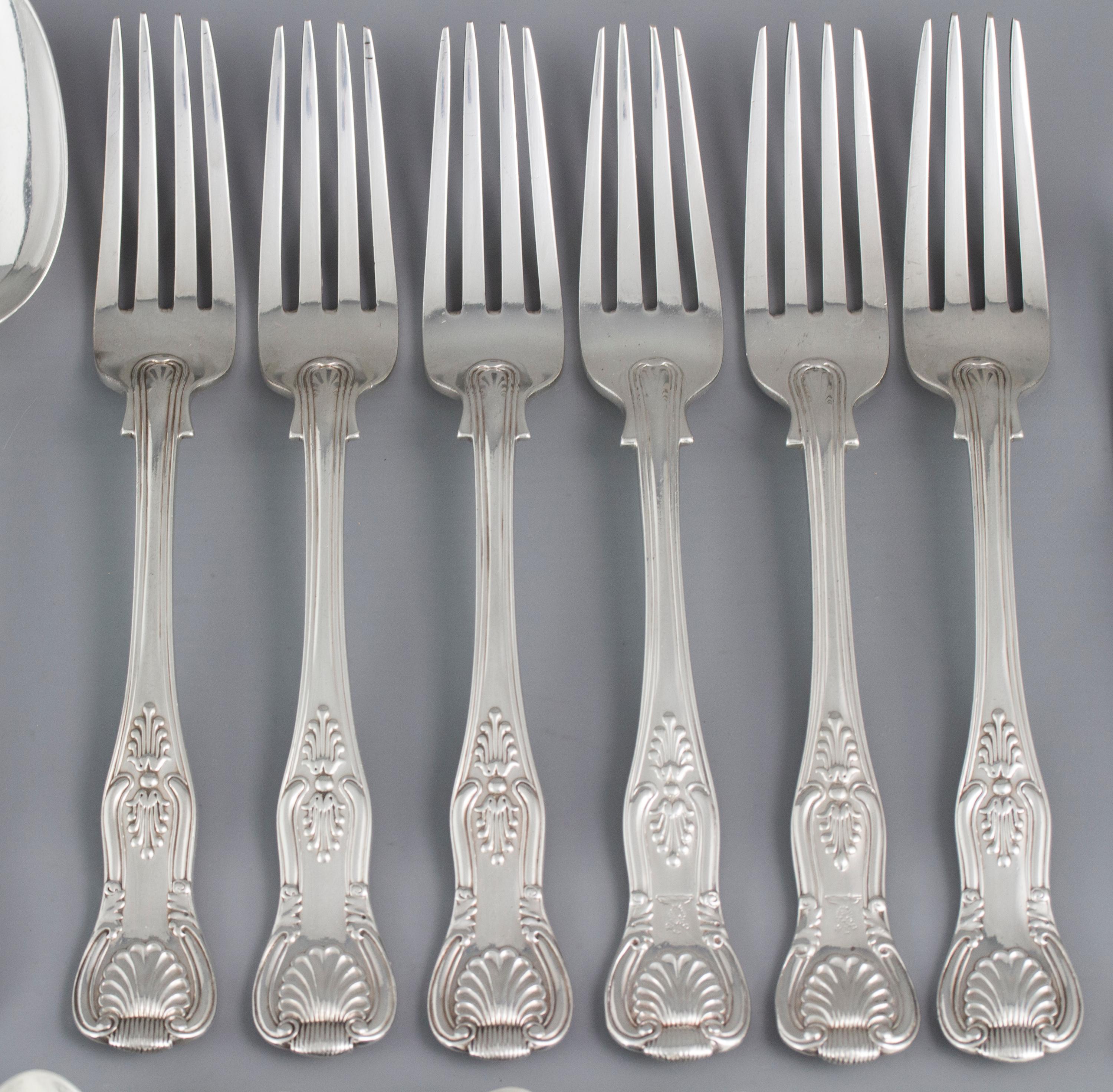 Early Victorian 6 Place Silver Kings Pattern Canteen by George Adams 5