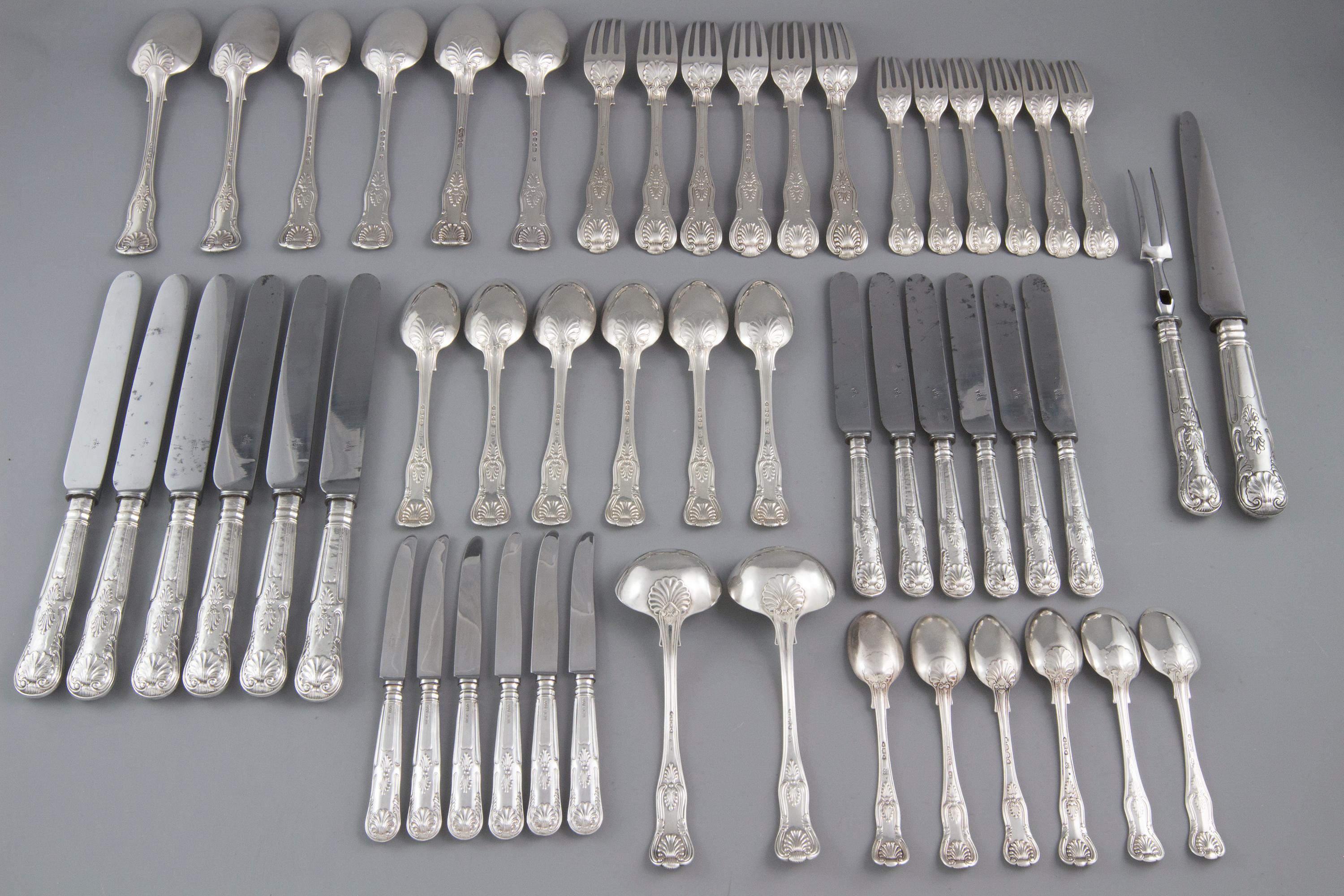 Early Victorian 6 Place Silver Kings Pattern Canteen by George Adams 9