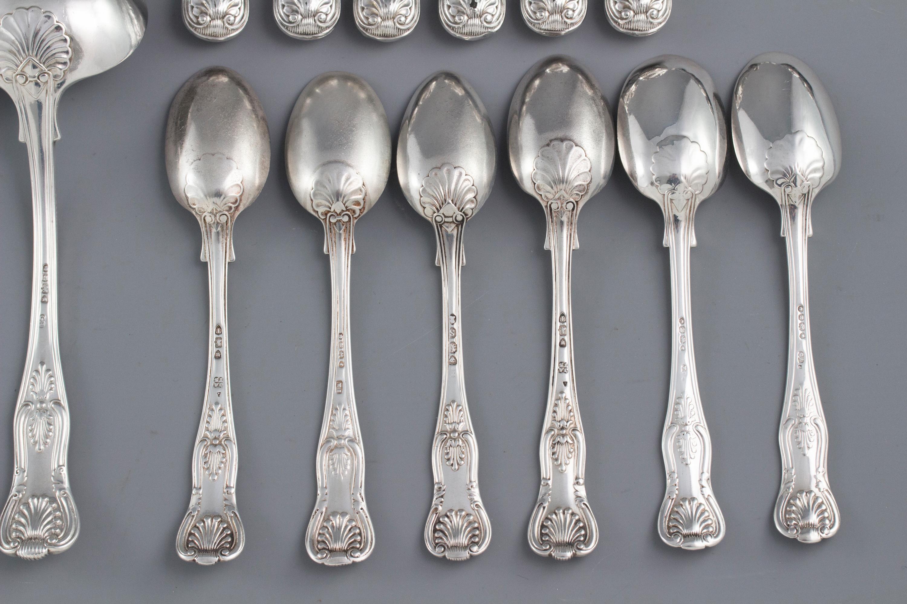 Early Victorian 6 Place Silver Kings Pattern Canteen by George Adams 11