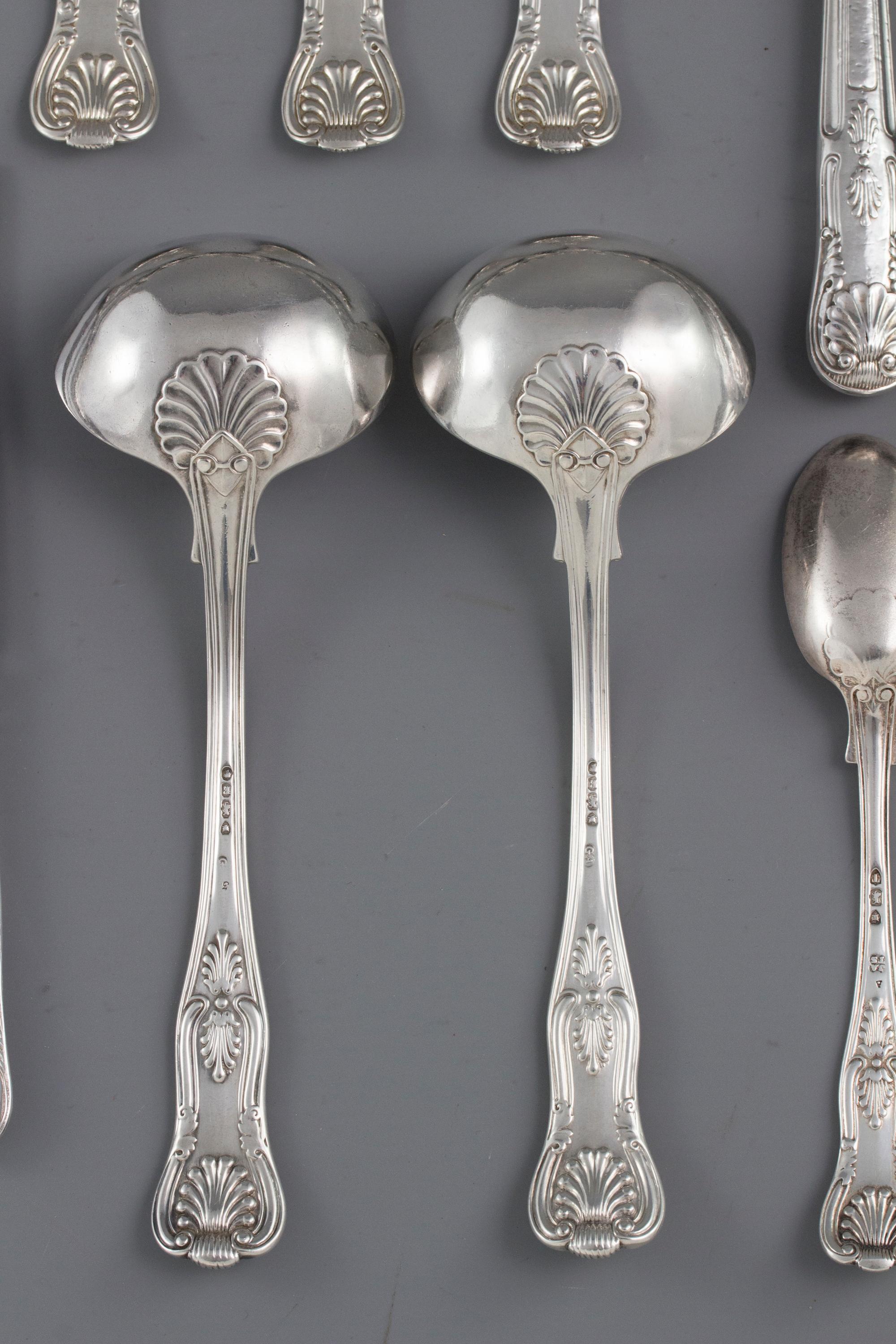 Early Victorian 6 Place Silver Kings Pattern Canteen by George Adams 12