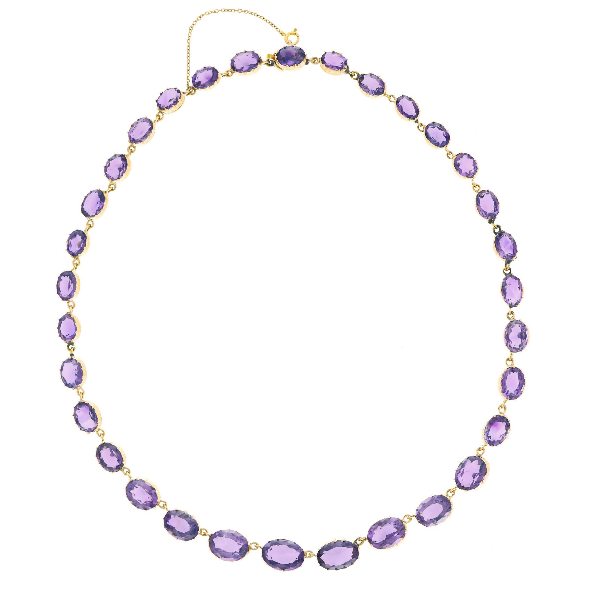 Early Victorian Amethyst Set Gold Necklace 3