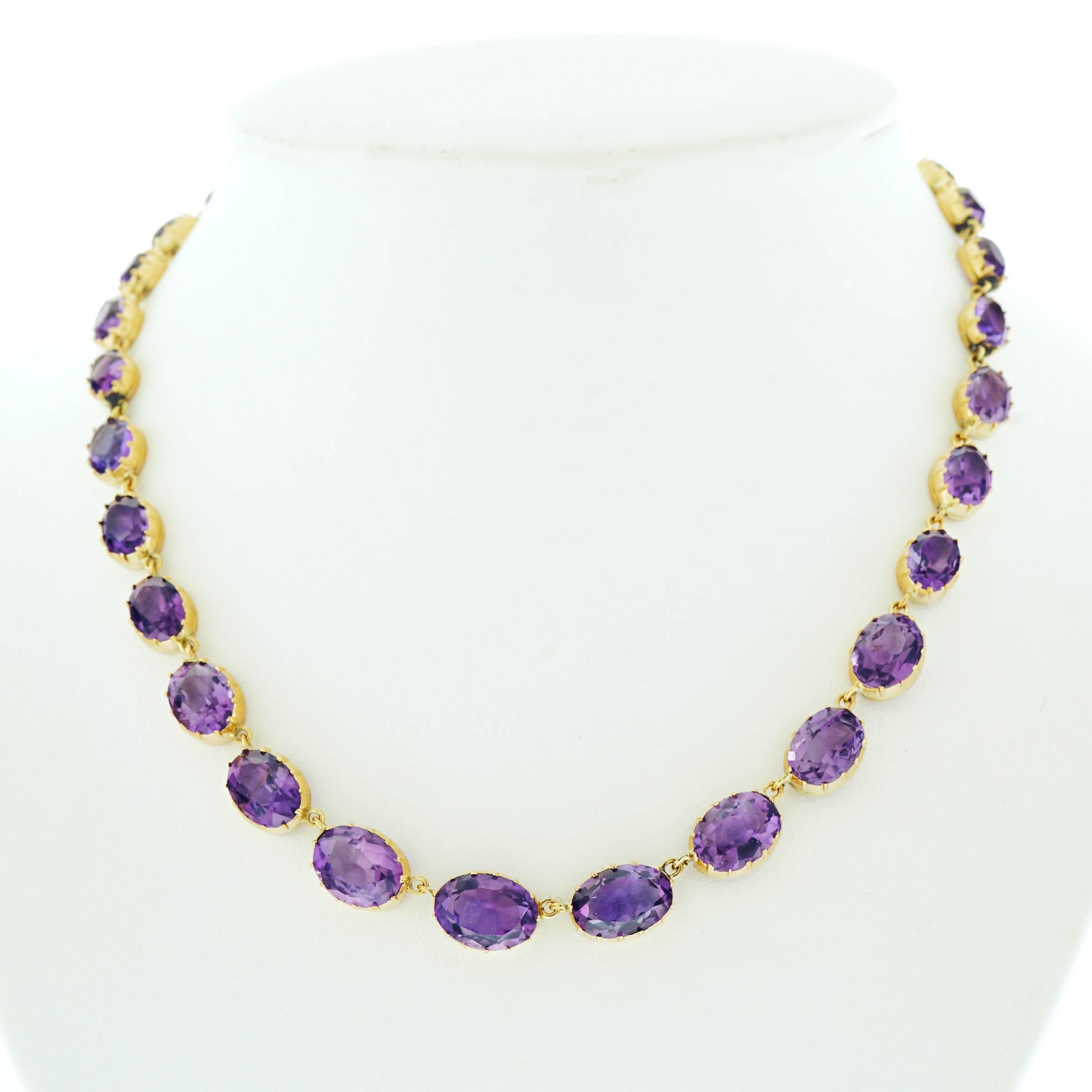 Early Victorian Amethyst Set Gold Necklace 4