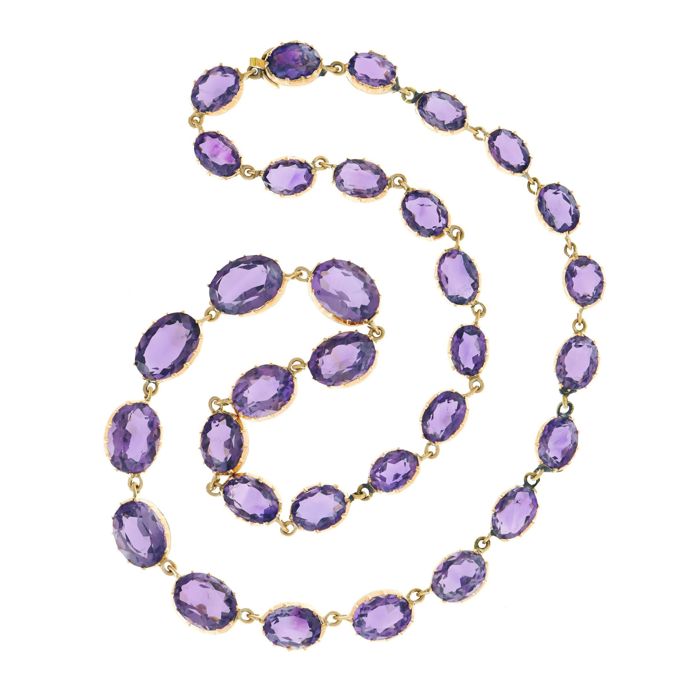 Early Victorian Amethyst Set Gold Necklace
