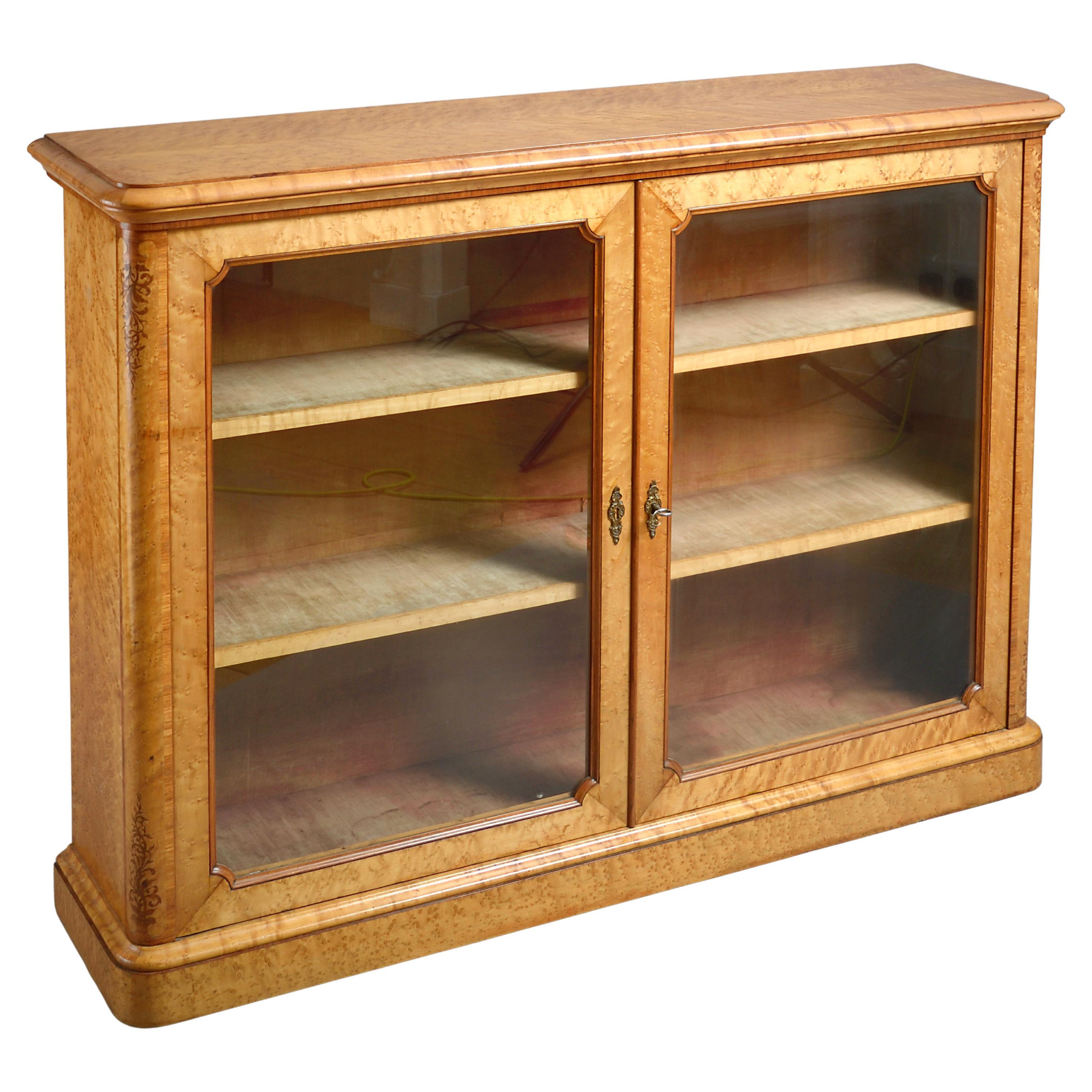 Early Victorian Birds-Eye Maple And Amaranth Inlaid Side Cabinet