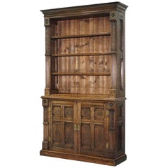 Early Victorian Bookcase in the Gothic Pugin Manor Hand-Carved Solid English Oak