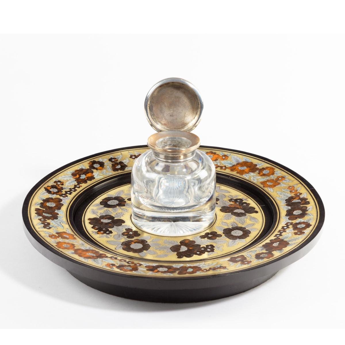 Mid-19th Century Early Victorian Boulle-Work and Ebony Inkstand after George Bullock For Sale