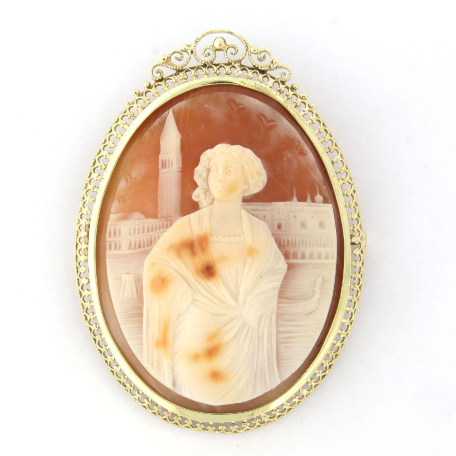 Début de l'époque victorienne - Broche avec camée 14k or jaune 20.7 grammes en vente 3