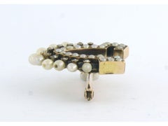 Early Victorian brooch with pearls and rose cut diamonds up to 0.05ct 14k gold