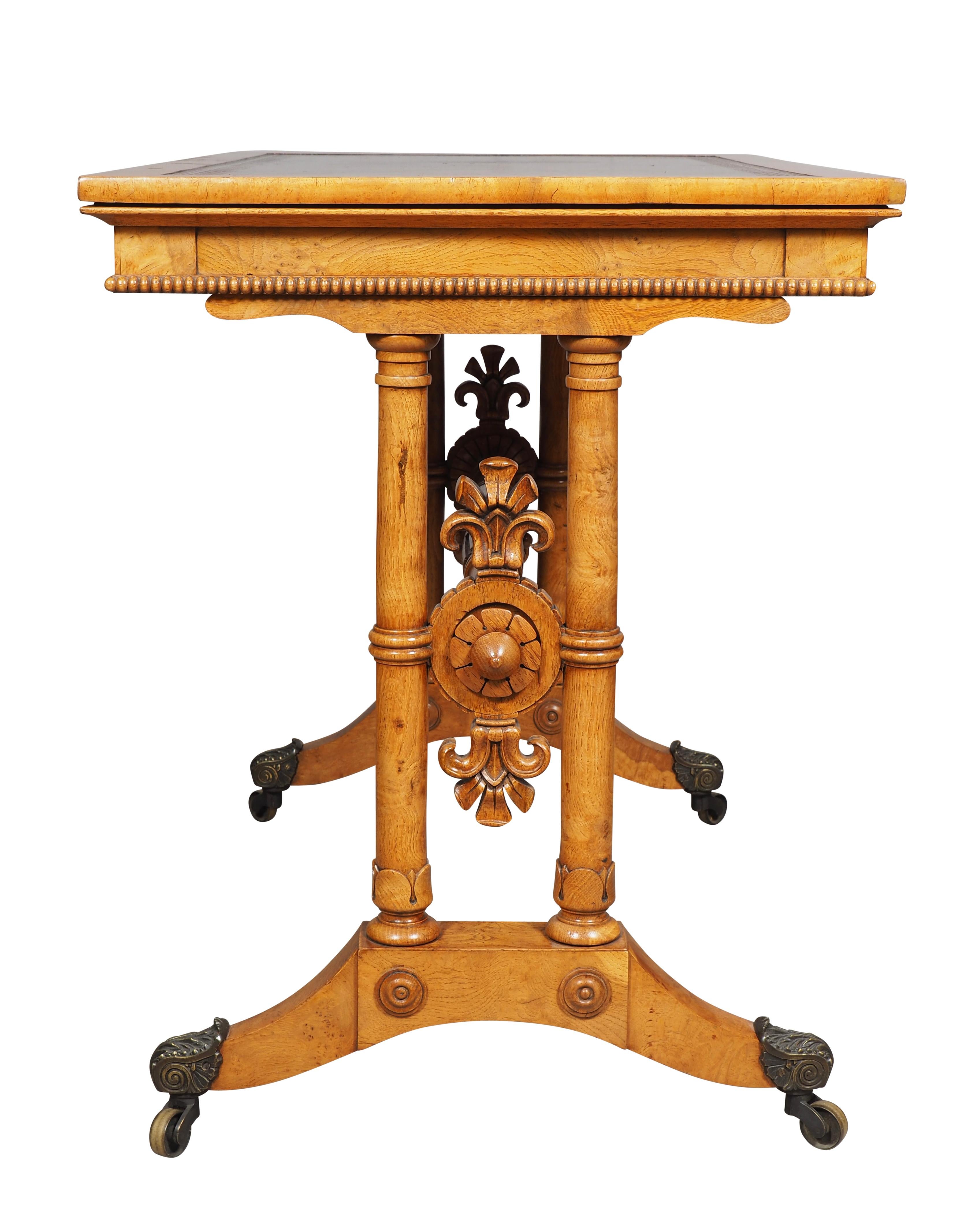 Mid-19th Century Early Victorian Burr Elm Writing Table For Sale