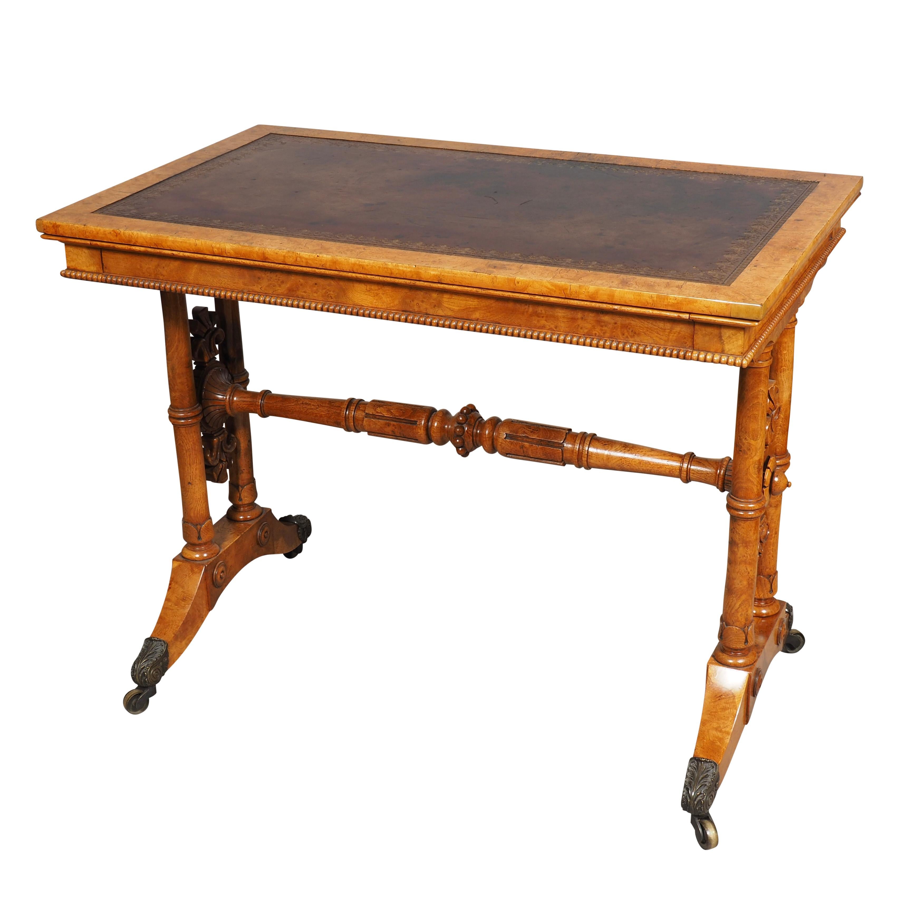 Early Victorian Burr Elm Writing Table For Sale 3