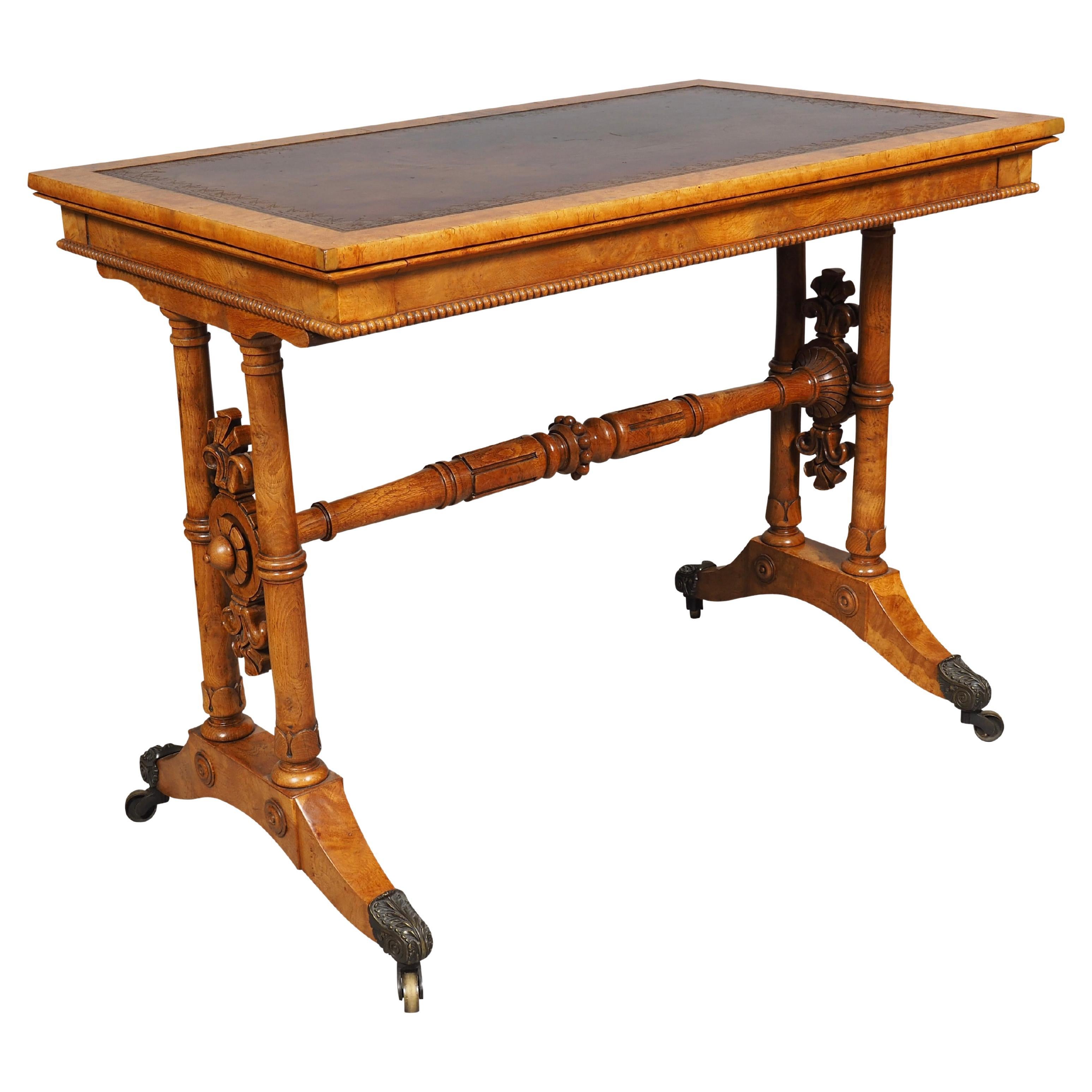 Early Victorian Burr Elm Writing Table