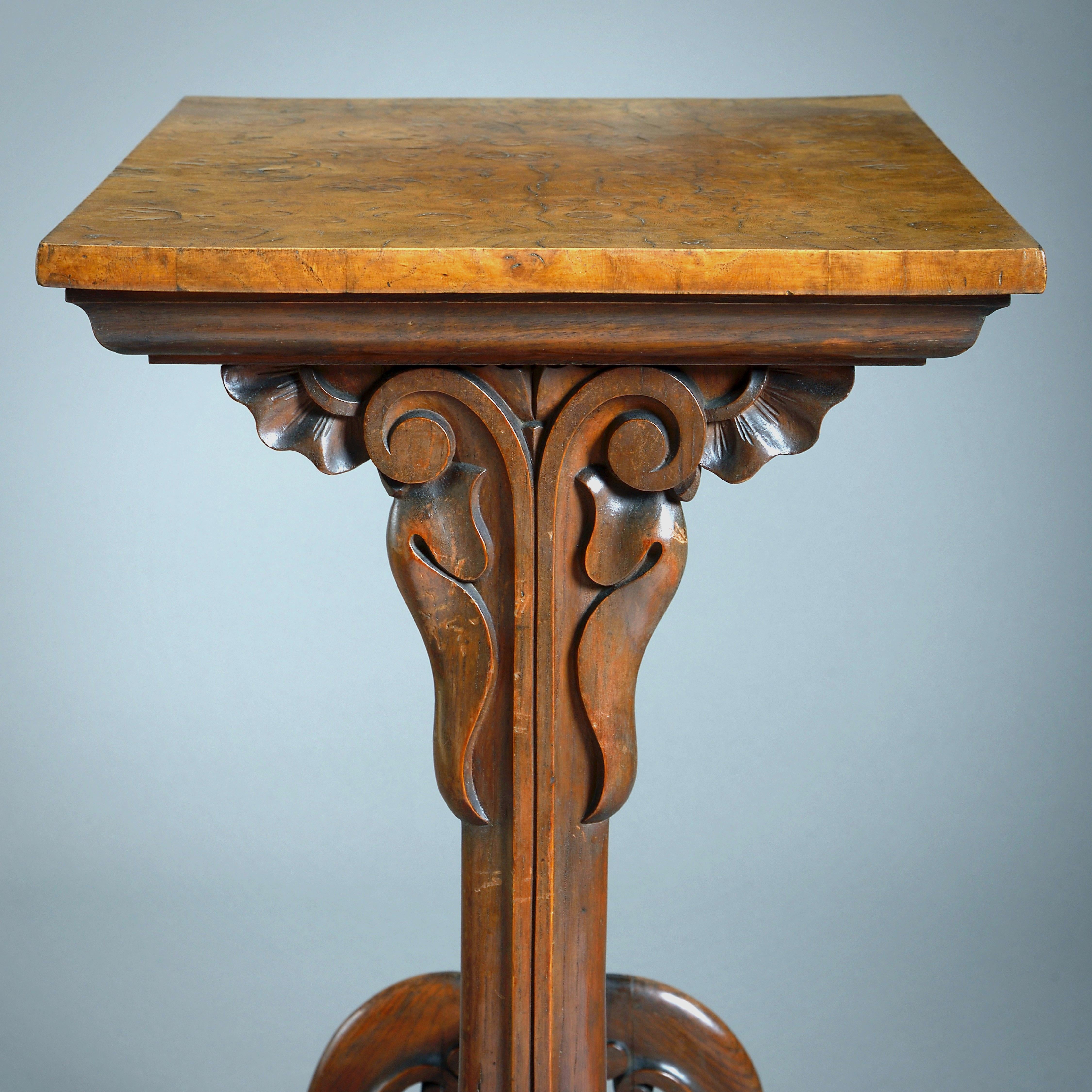 19th Century Early Victorian Burr Oak Lamp Table For Sale