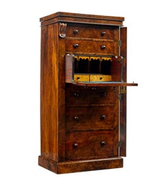 Early Victorian burr walnut wellington chest