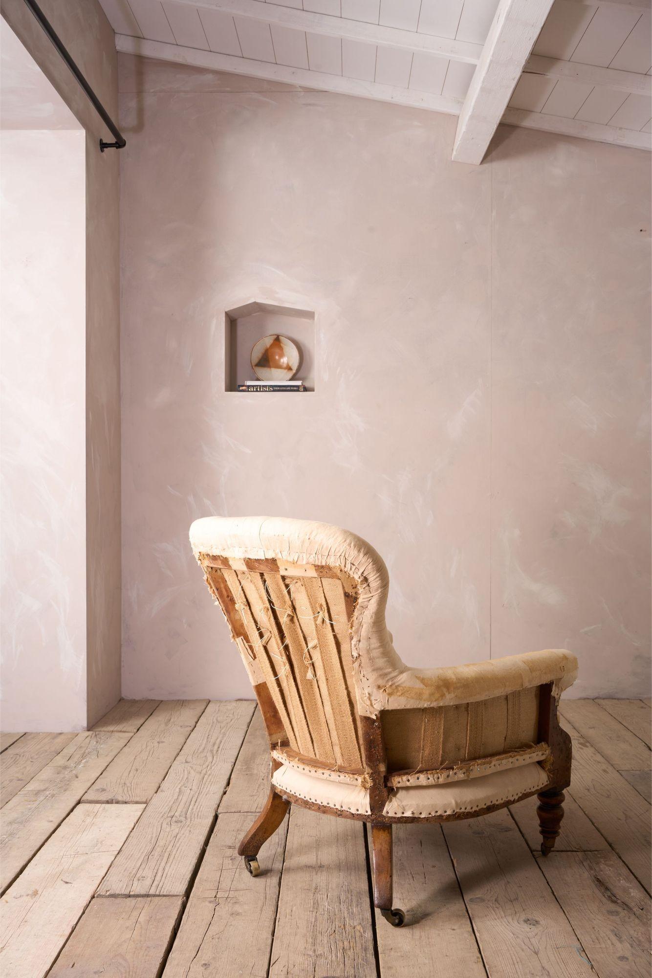 Upholstery Early Victorian buttoned back country house armchair For Sale