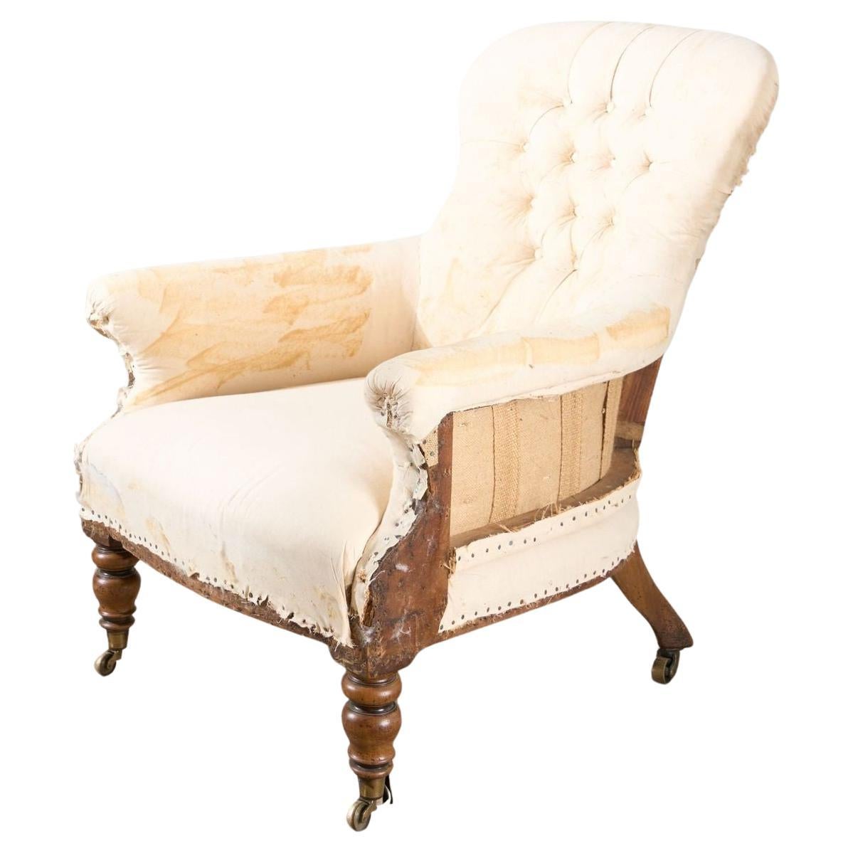 Early Victorian buttoned back country house armchair