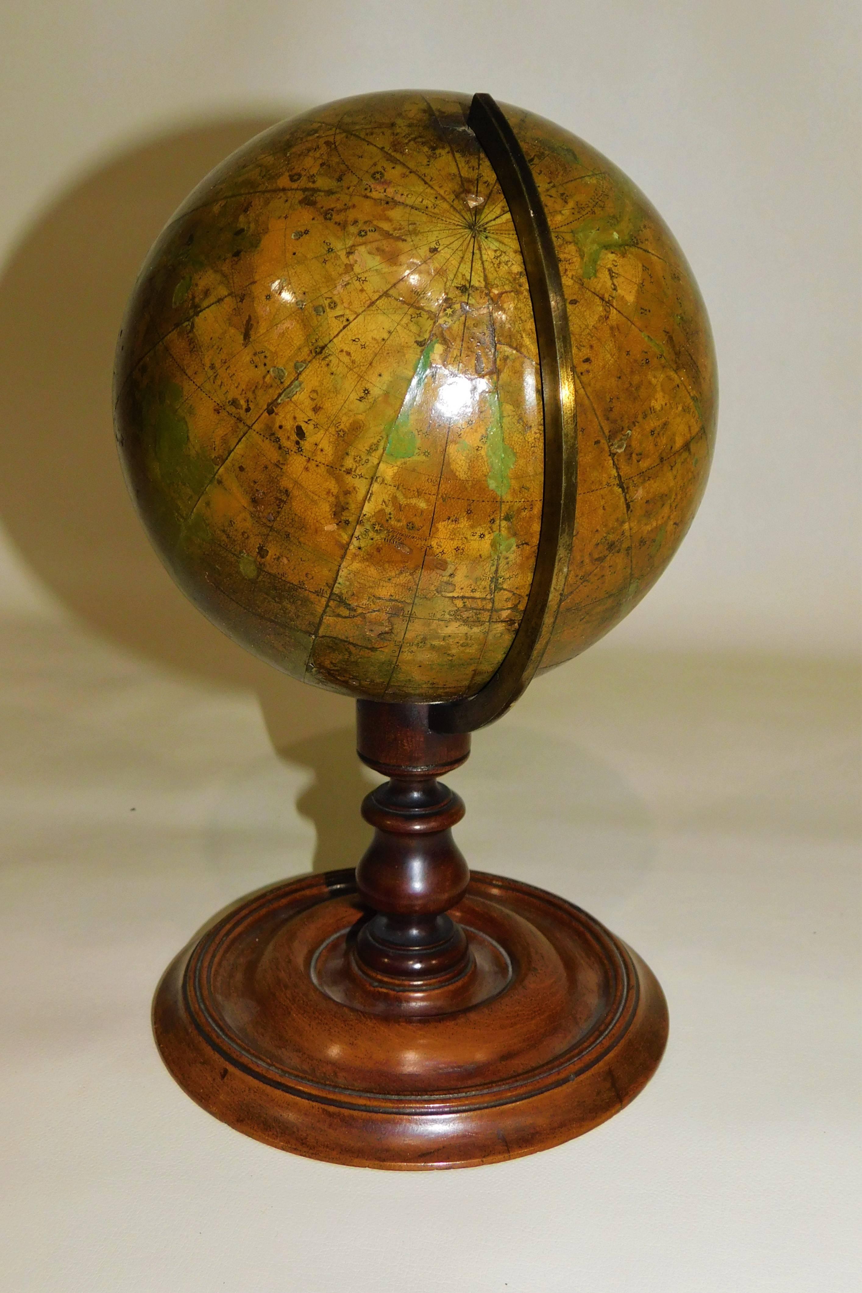Early Victorian C. F. Crutchley's New Celestial Table Top Globe, circa 1860 In Good Condition In Hamilton, Ontario