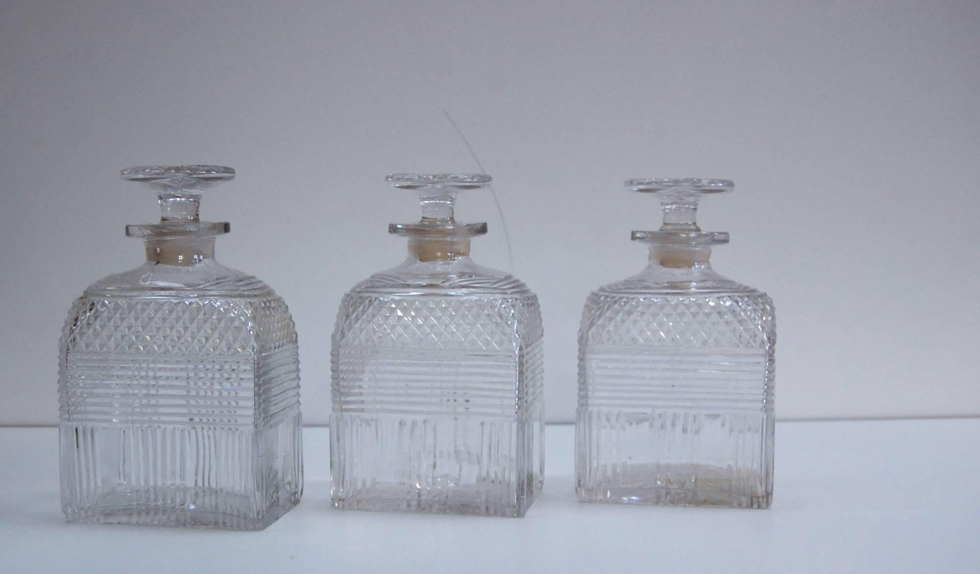 19th Century Early Victorian Campaign Triple Decanter Set