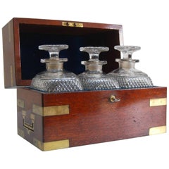 Early Victorian Campaign Triple Decanter Set