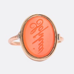 Early Victorian Carnelian Spinner Signet Ring