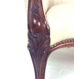 Early Victorian Carved Rosewood Leather Upholstered Sofa