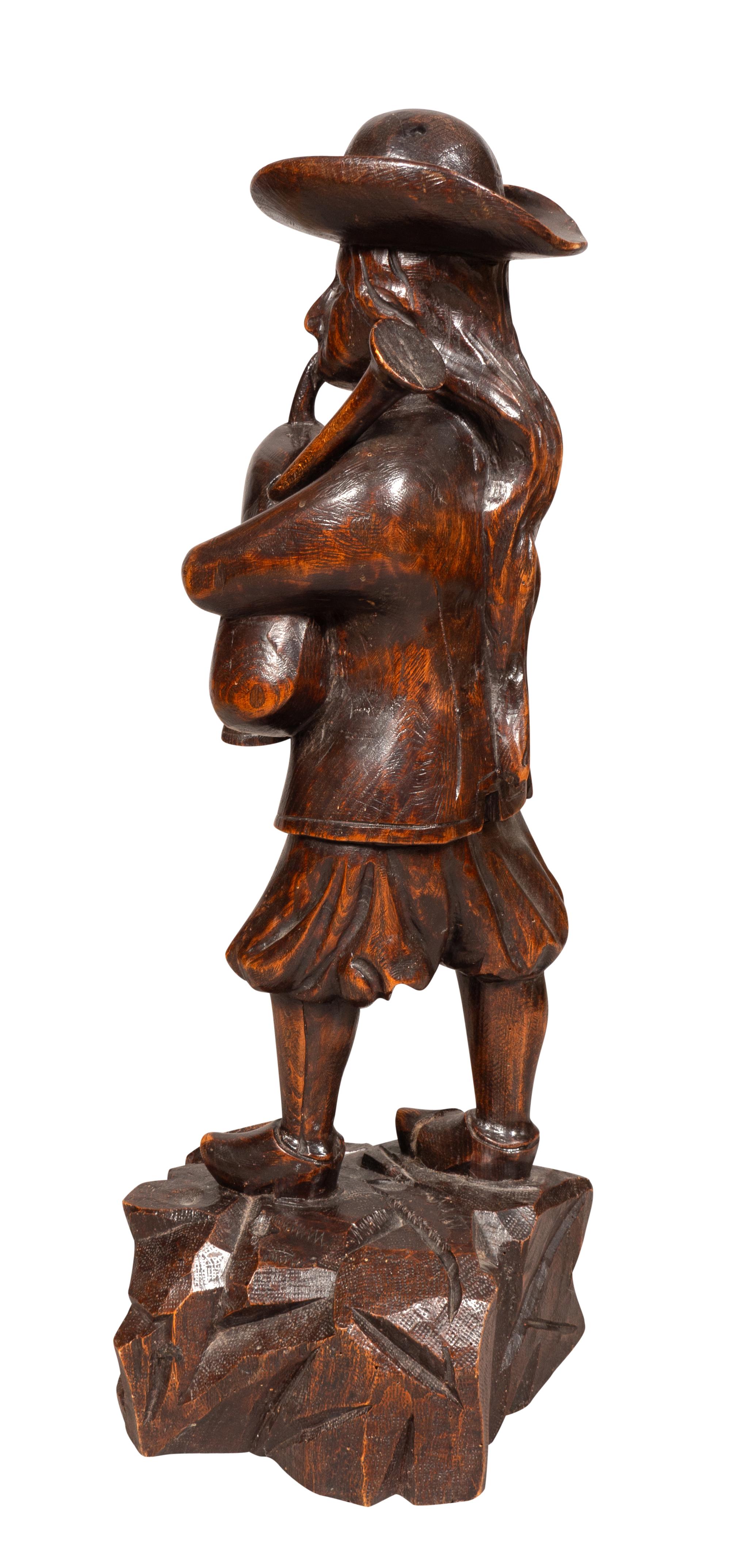 Oak Early Victorian Carving Of A Bagpiper For Sale