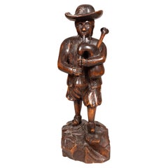 Antique Early Victorian Carving Of A Bagpiper