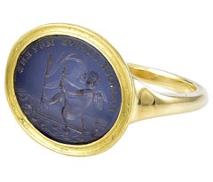 Early Victorian Chalcedony Intaglio Ring of Cupid Doing His Best