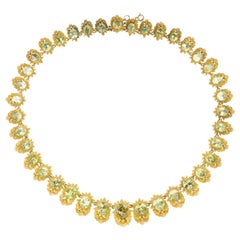 Early Victorian Chrysoberyl and Yellow Gold Necklace