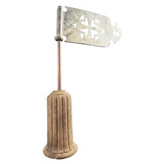 Antique Early Victorian Copper Banner Flag Weathervane on Later Carved Stone Base