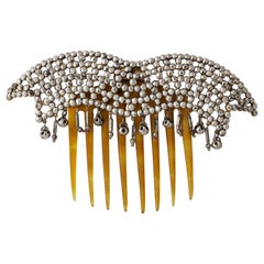Antique Early Victorian Cut Steel Pave Hair Comb