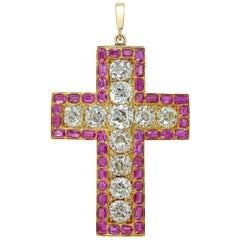 Early Victorian Diamond and Ruby Cross