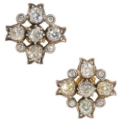 Early Victorian Diamond Cluster Earrings Old Mine Cut