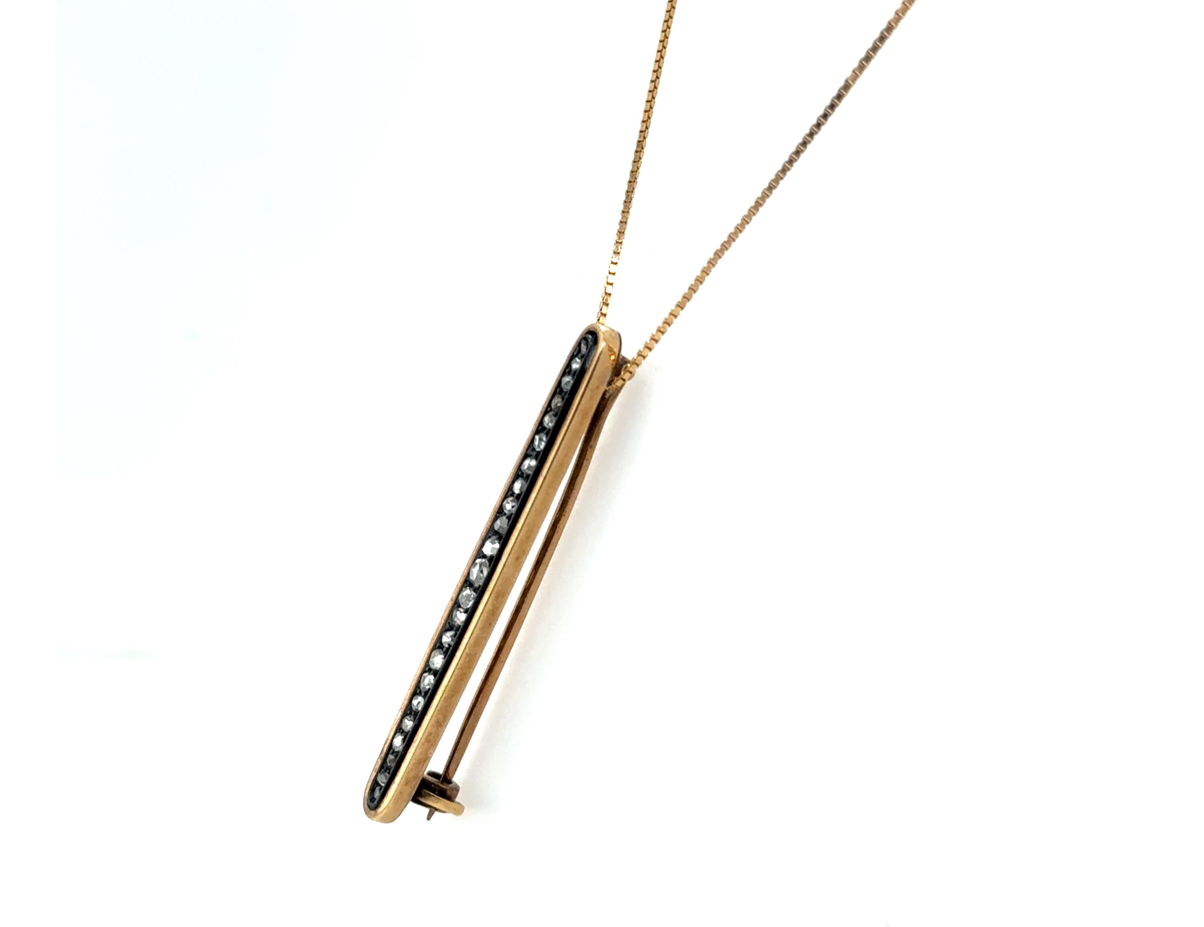 Collar victoriano antiguo con colgante de diamantes .40ct talla rosa original de 1840 Corte rosa en venta