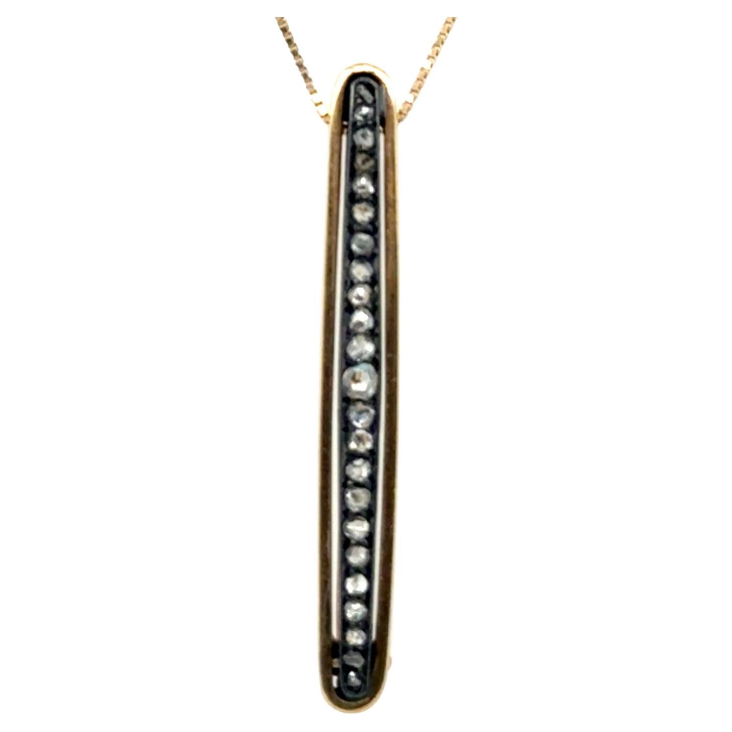 Early Victorian Diamond Pendant Necklace .40ct Mined Rose Cut Original 1840s
