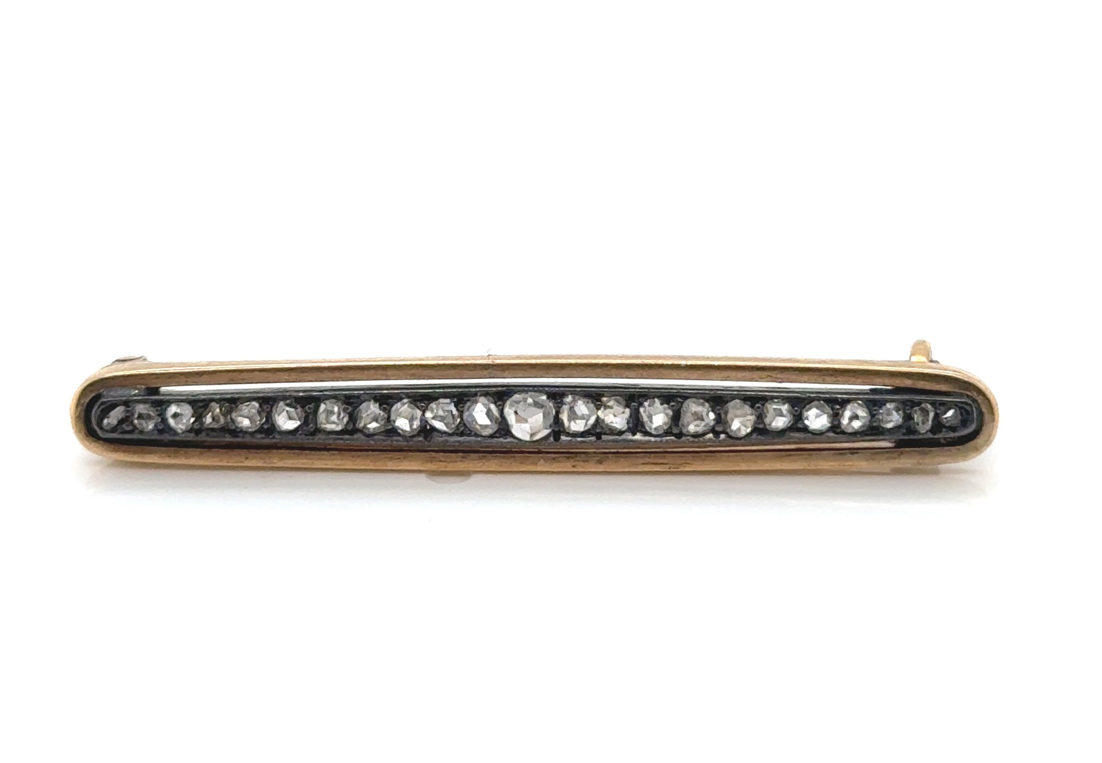 Early Victorian Diamond Pin .40ct Mined Rose Cut Original 1840s Antique Brooch