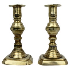 Early Victorian English Brass Candlesticks, circa 1840