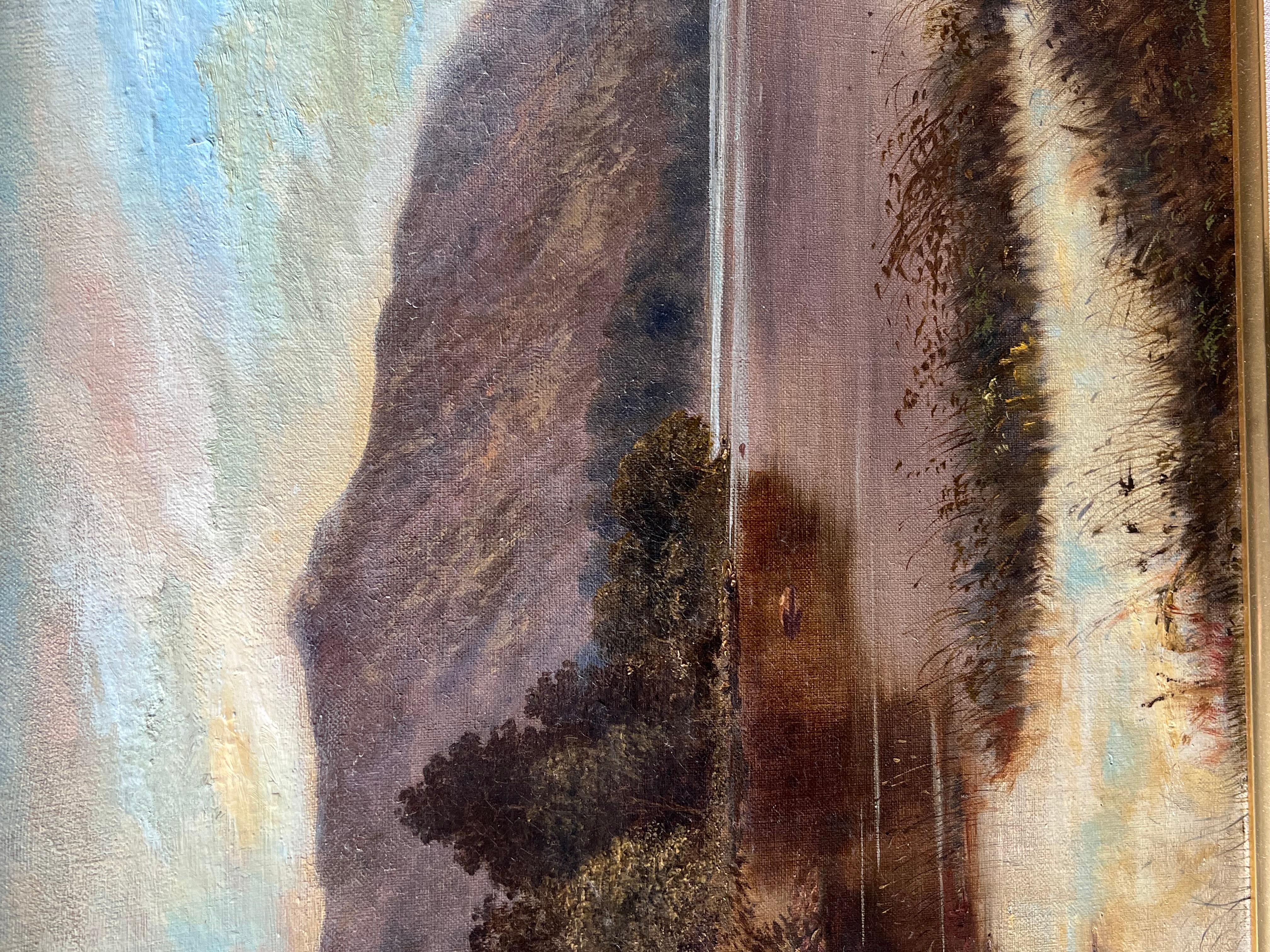 Ancienne peinture à l'huile anglaise du 19ème siècle Rydal Water Lake District Landscape en vente 1