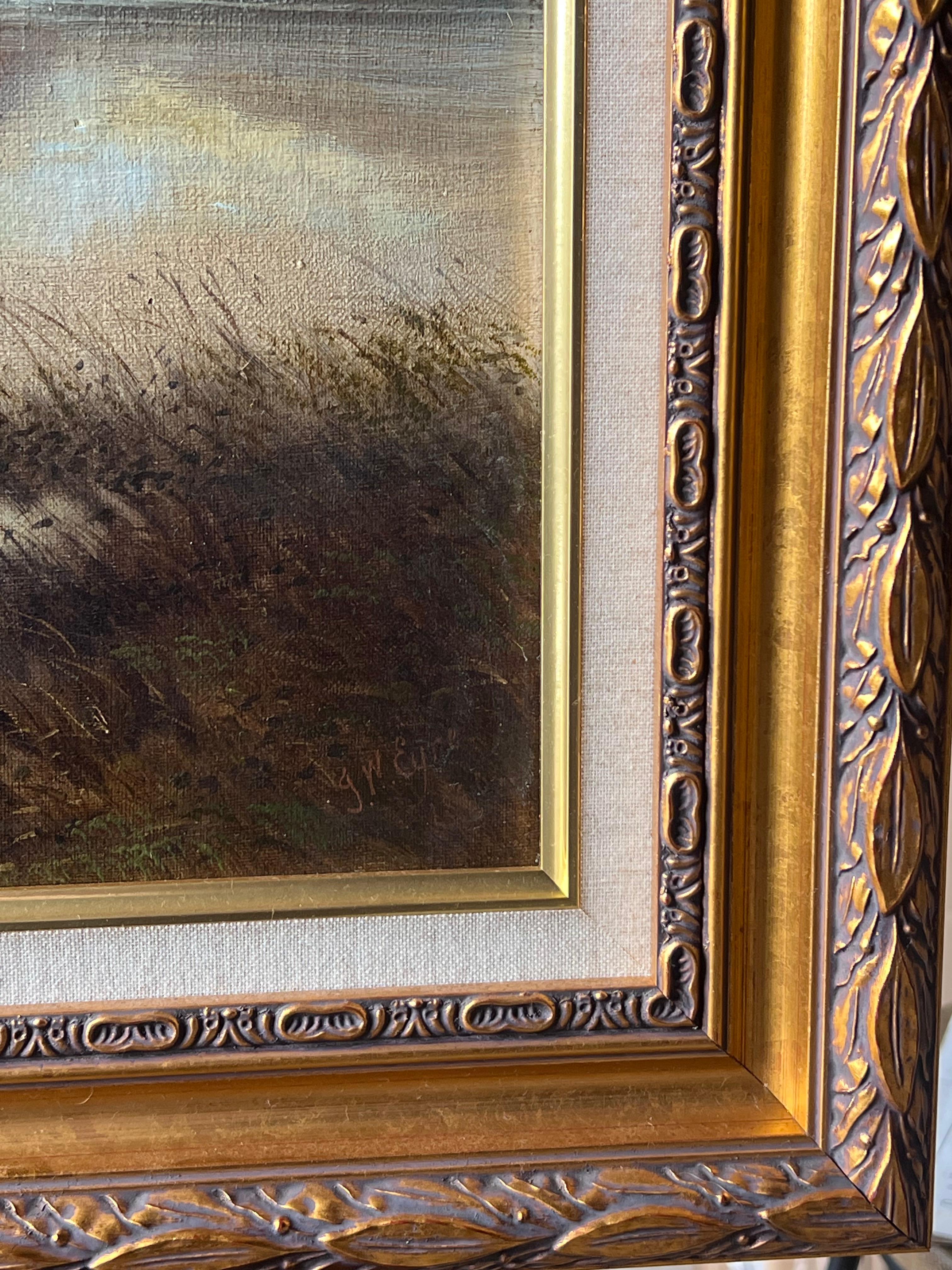 Ancienne peinture à l'huile anglaise du 19ème siècle Rydal Water Lake District Landscape en vente 3
