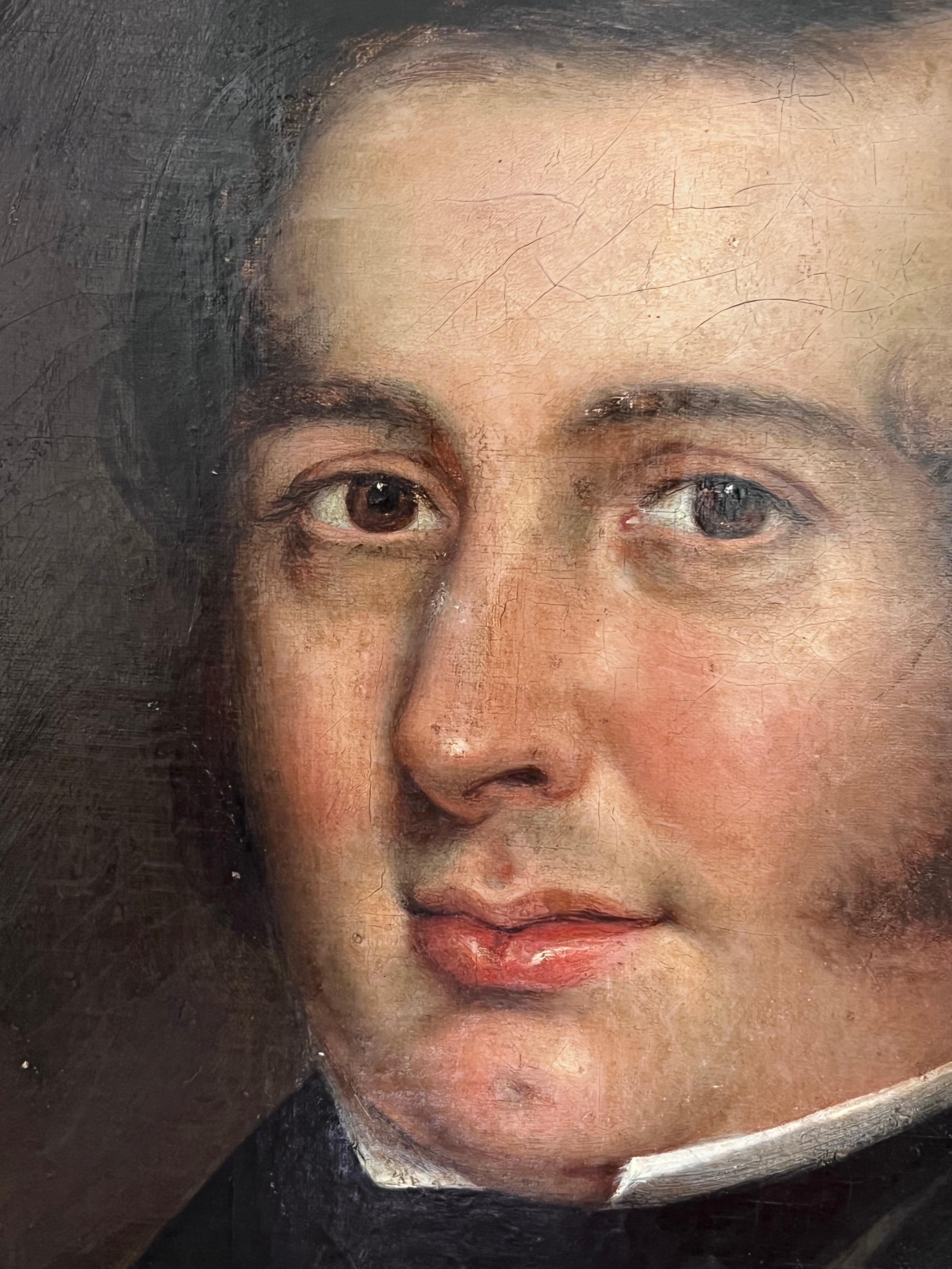 Ritratto inglese molto grande del 1840 di un gentiluomo di campagna che tiene in mano un giornale del Times in vendita 2