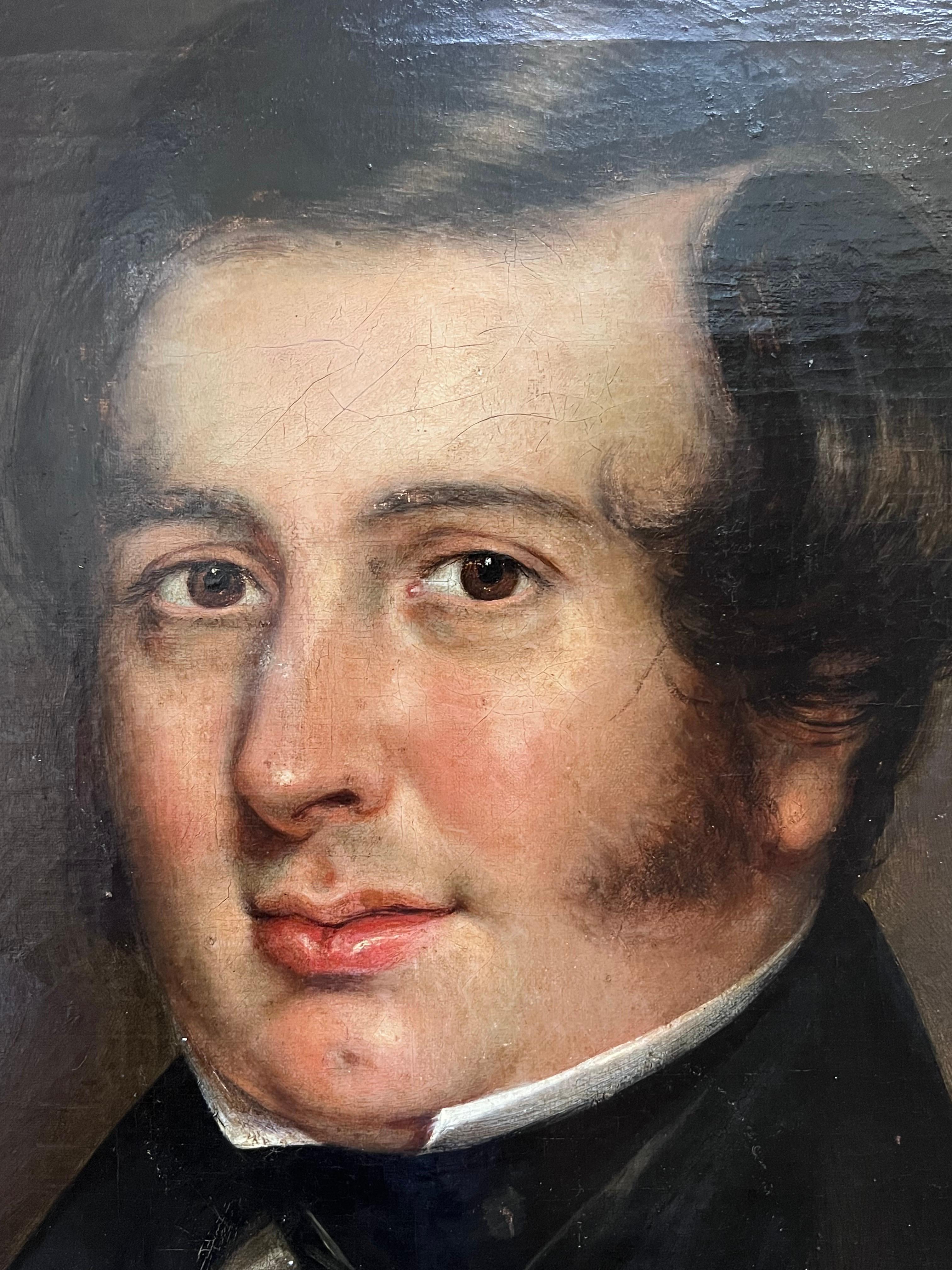 Ritratto inglese molto grande del 1840 di un gentiluomo di campagna che tiene in mano un giornale del Times in vendita 3
