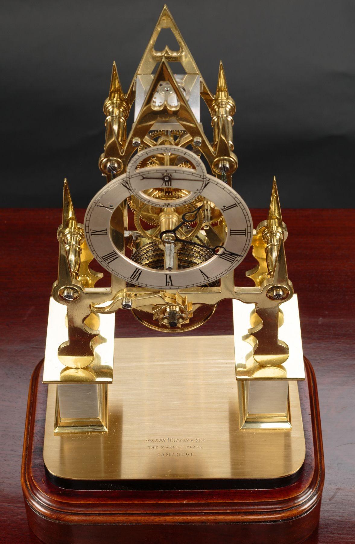 Mid-19th Century Early Victorian English Skeleton Clock by Joseph Watson & Son, Cambridge For Sale